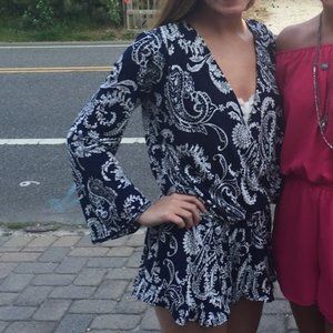 Vintage Havana Blue and White Floral Romper